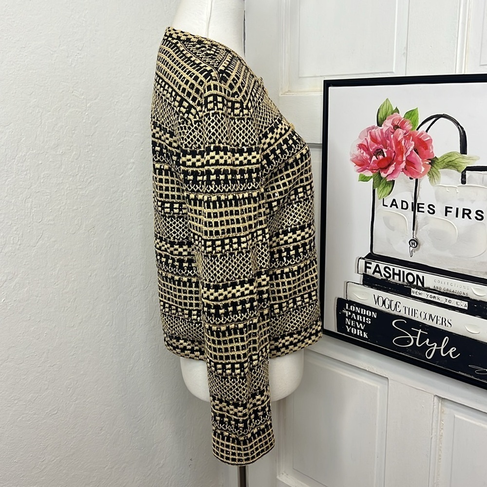 Vintage St. John by Marie Gray Gold & Black Sequins Cardigan Size S - Picture 2 of 10